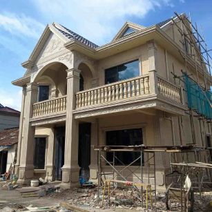 娄底 黄金麻花岗岩石材私人别墅雕花门楼柱阳台栏杆