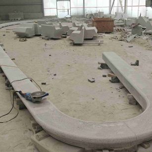 娄底 芝麻白花岗岩弧形花坛石，坐凳石