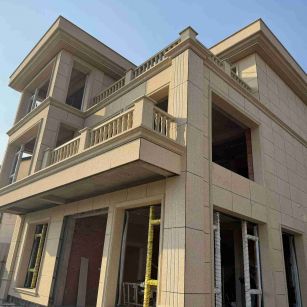 娄底 黄金麻花岗岩石材荔枝面外墙干挂效果展示