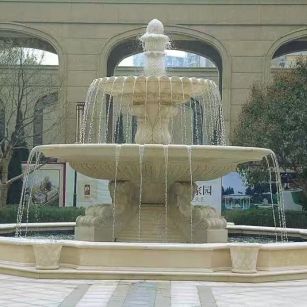 娄底 黄金麻花岗岩异型加工——户外庭院石雕流水喷泉