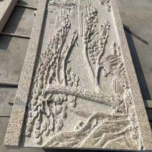 娄底 黄金麻雕刻板浮雕迎客松