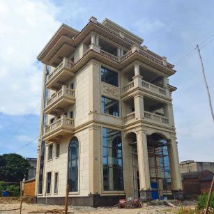 娄底 黄金麻花岗岩石材别墅外墙干挂搭配（雕花栏杆花瓶柱门楼罗马柱）