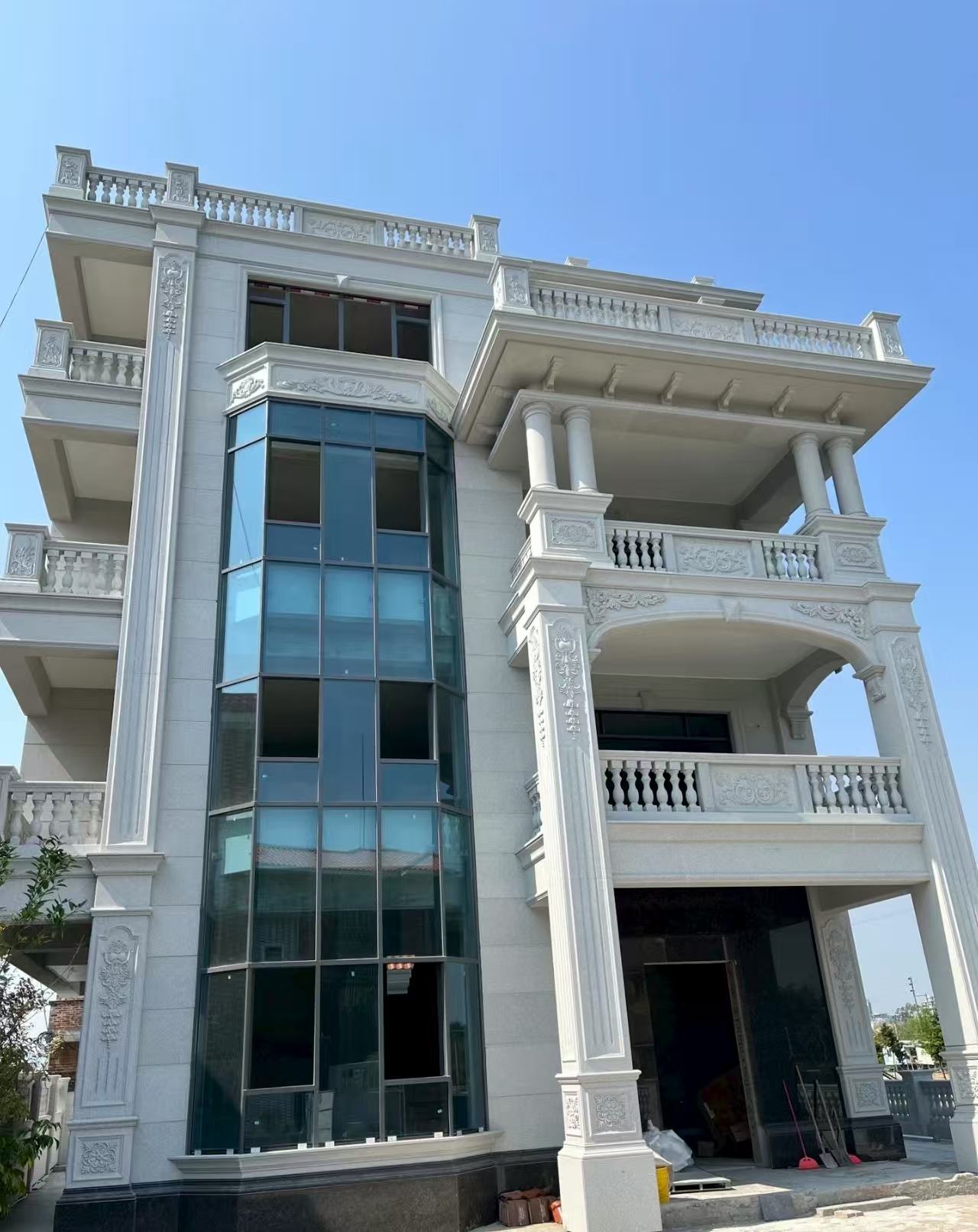 娄底 白麻花岗岩别墅外墙干挂效果展示