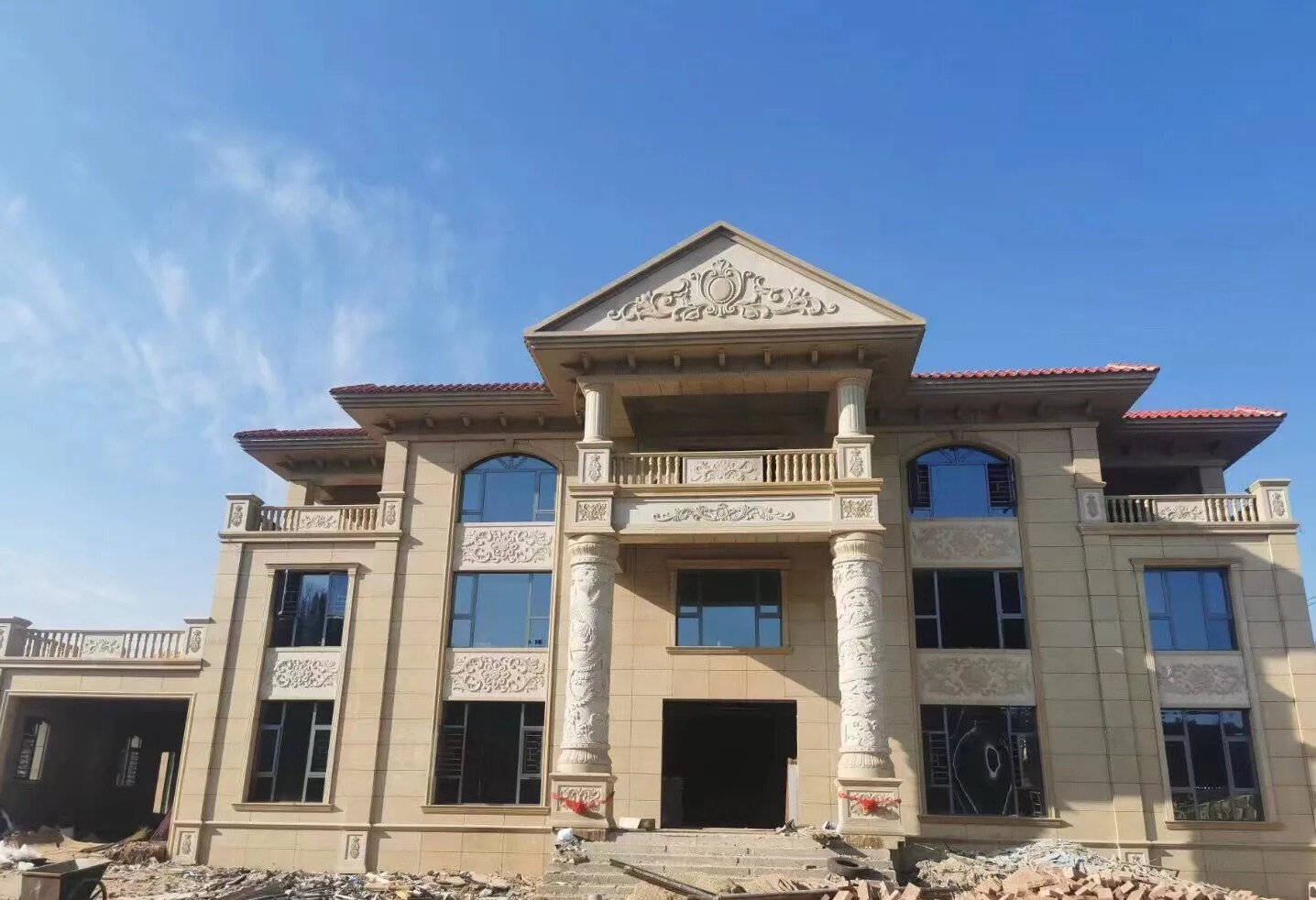 娄底 黄金麻花岗岩别墅外墙干挂