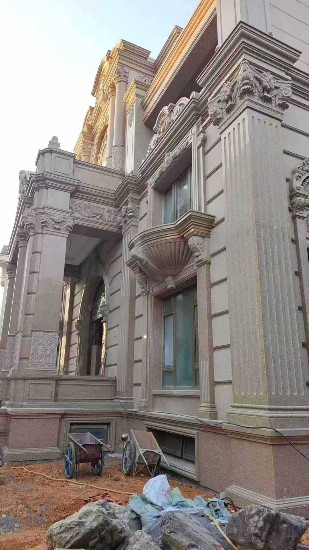 娄底 黄金麻花岗岩光面别墅外墙干挂施工完成