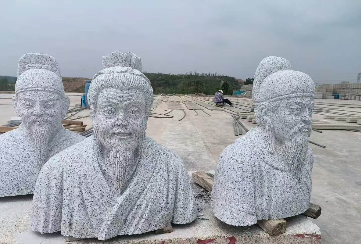 娄底 白麻花岗岩石材人物立体雕刻